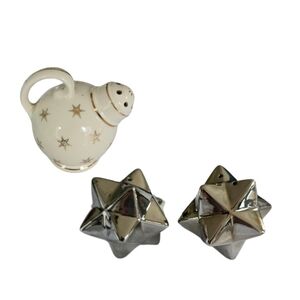 BUNDLE - Salt & Pepper Shakers - Mini Teapot Gold Stars + Silver Stars Pier 1